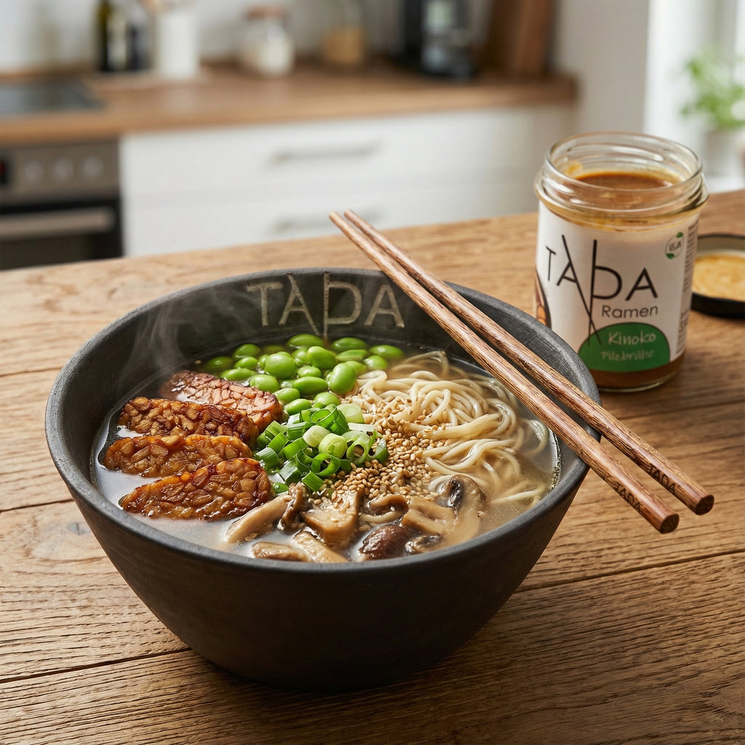 Vegane Kinoko Ramen mit Tempeh & Edamame